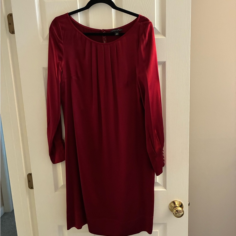 Banana Republic Rich Red Long Sleeve Dress